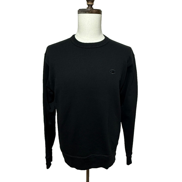Champion Sweatshirt Mens Medium Black Fleece Lined Pullover Activewear Outdoors - Picture 5 of 11